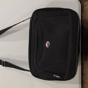 American Tourister black carry on shoulder bag